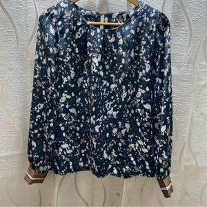 Chic Abstract Print Long Sleeve Blouse‎ Women's Fashion Top